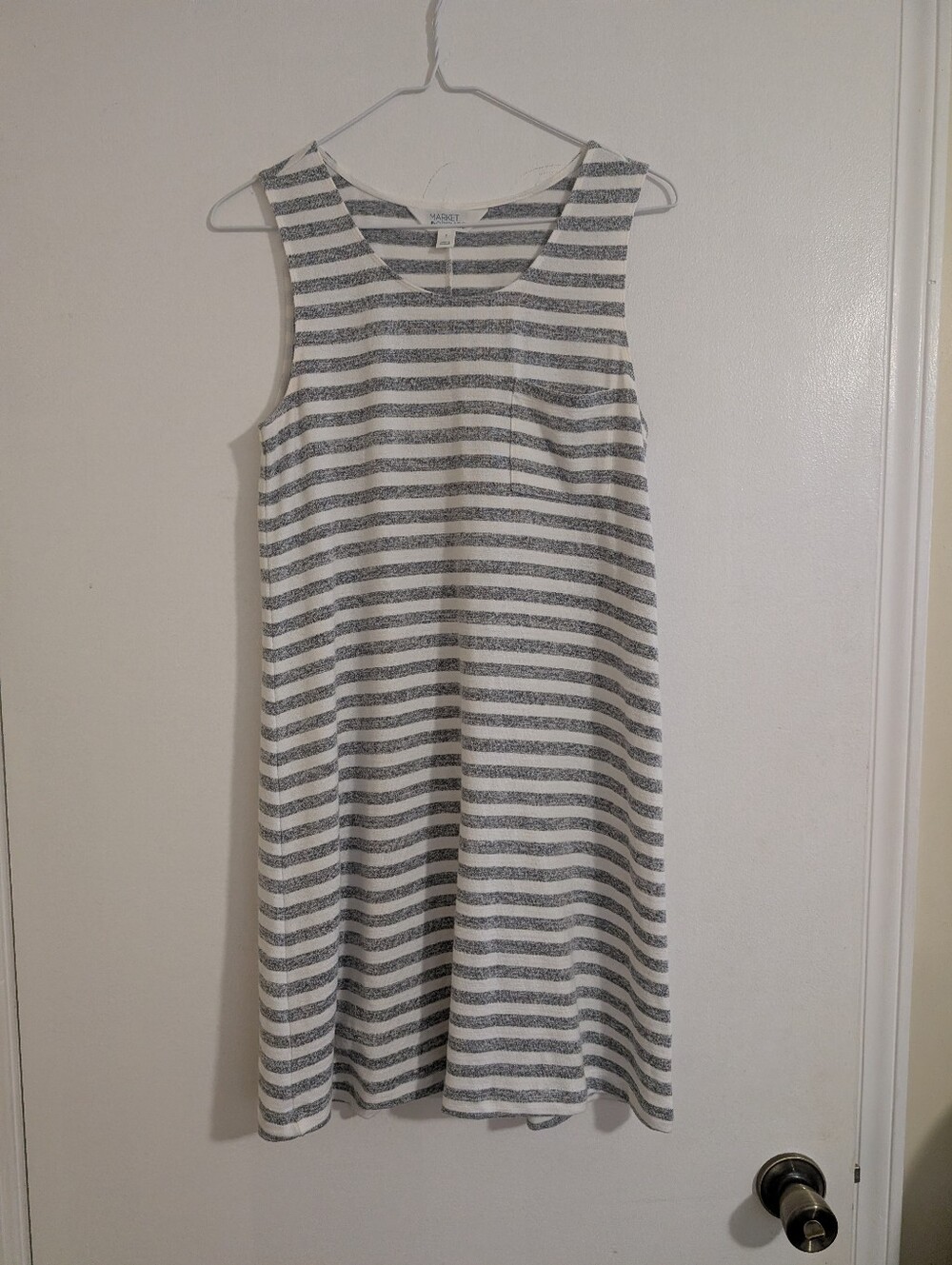 Market & Spruce Gray Striped Sleeveless Pocket T-Shirt Dress Shift Stitch Fix S